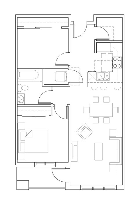 Floor plan for 1 bed, 1 bath, 819 sqft